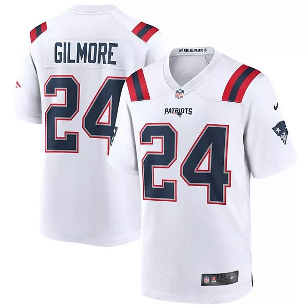 Men New England Patriots 24 Stephon Gilmore Nike White Game NFL Jersey